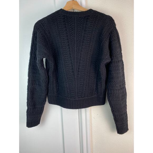 NWT Splendid Women's XS Black Wool Blend Cable Knit Pullover Sweater - Picture 7 of 7